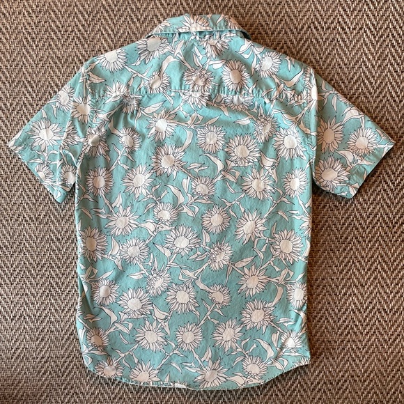 Goodfellow Men's Slim Small Hawaiian Sunflower Short Sleeve Button Up Shirt - Picture 3 of 3